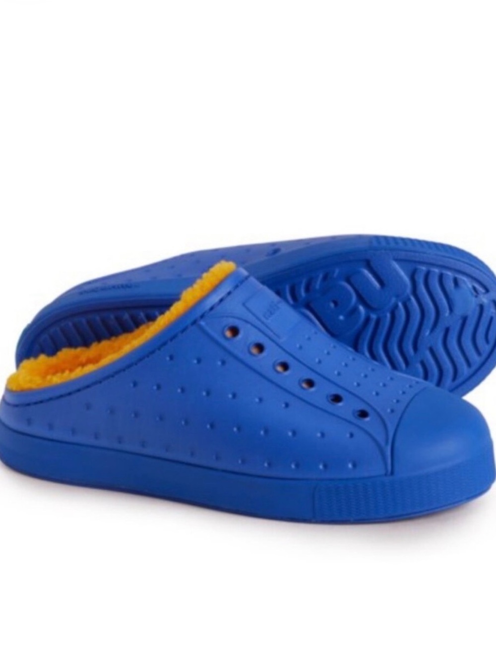 Kids Native Shoes Jefferson Cozy Blue Fleece Lined Clogs/Slippers